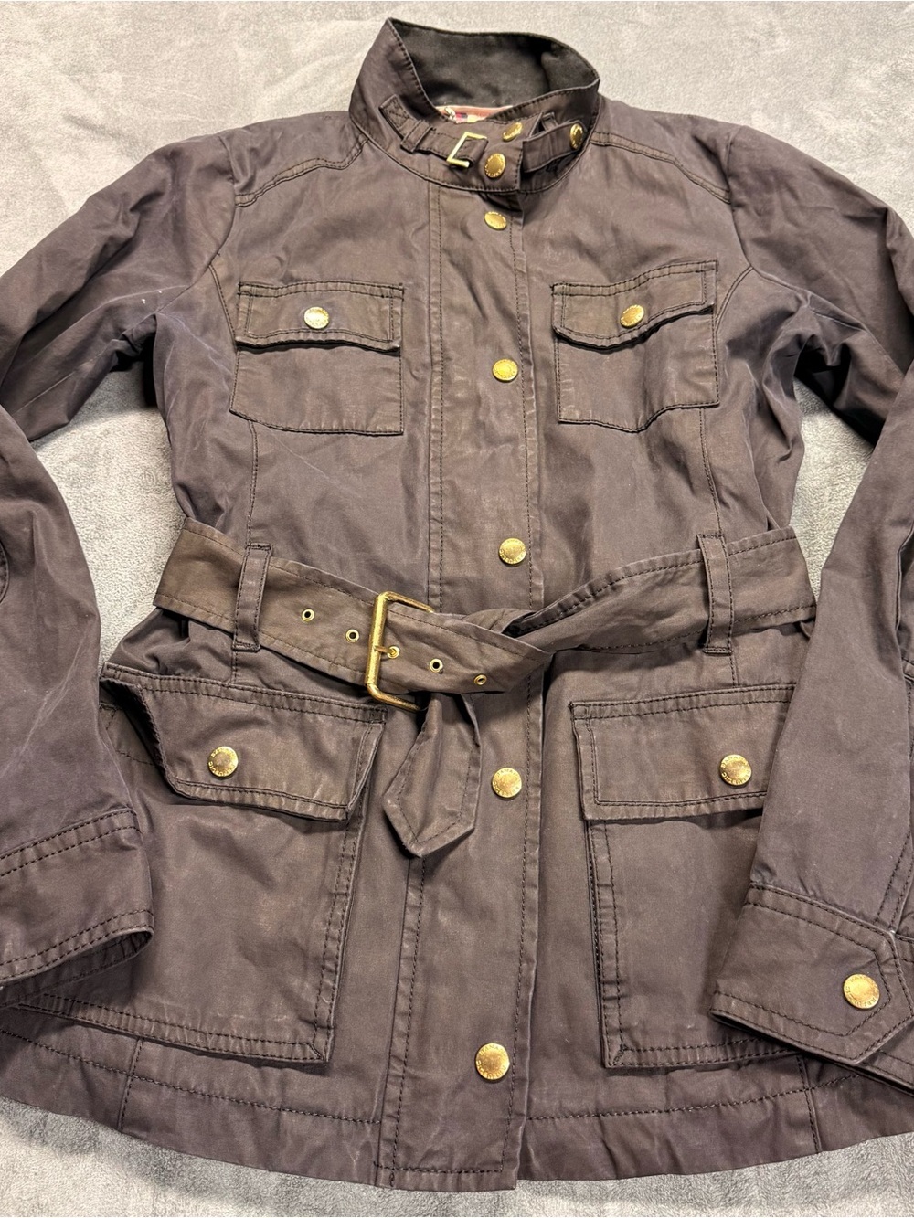 Banana Republic Black Waxed Utility Jacket with Gold Hardware